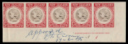 NEW ZEALAND: Plate Proofs:1955 (SG.742-44) 'Medallion' Health set in imperforate Plate Proof corner strips of 5 with Bradbury Wilkinson imprints & Plate Nos, endorsed "Approved", signed and dated, fresh MUH. (3 strips) - 2