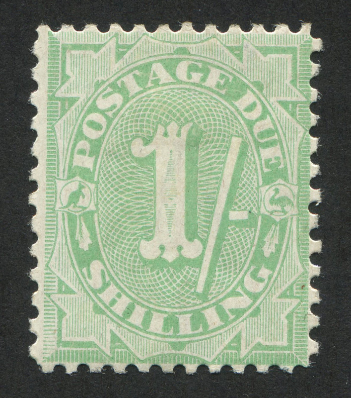 AUSTRALIA: Postage Dues: 1908-09 (SG.D58) With Stoke 1/- Dull Green, fine mint, Cat. £140.