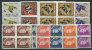 AUSTRALIA: Decimal Issues: 1966-73 (SG.382-403) 1c QEII to $4 Navigators in blocks of 4, pristine MUH. (25 blocks) - 2