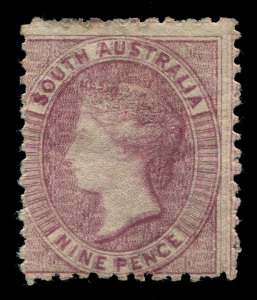 SOUTH AUSTRALIA: 1876-1900 (SG.123var) Broad Star 9d rose-lilac variety "Double impression" ('SOUTH AUSTRALIA' & 'NINE PENCE'), fine mint with large-part o.g.