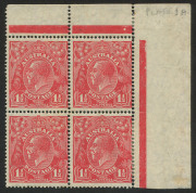 Specialist 1½d Red collection, mostly on annotated pages showing lovely pen & ink 'magnified' illustrations of included varieties. Better items include Plate 1a Plate dot block of 4 (perf reinforcing, Cat.$1000), DOUBLE PERFS affecting the lower 3 units o - 2