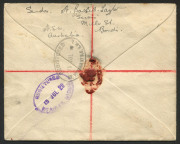 AUSTRALIA: Aerophilately & Flight Covers: 25 June 1929 (AAMC.142) flown cover from Australia to England per "Southern Cross" arriving 10 July. Franked with 8d in Australian stamps the cover is over-franked with 3x1½ British UPU stamps perforated AAO / Co - 2