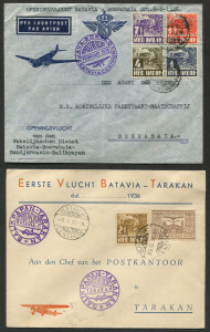 NETHERLANDS INDIES - Postal History: 1934-37 group of airmail covers many with attractive cachets and/or frankings with outward (6) including 1936 Java-Borneo, 1937 Balikpapan-Tarakan; also incoming (3, all from Netherlands) including 1934 Amsterdam to B