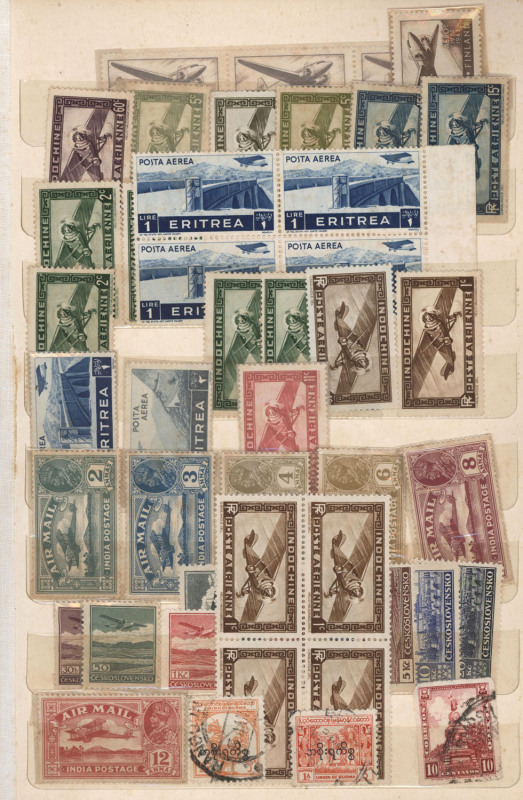 REST OF THE WORLD - General & Miscellaneous Lots: 1880s-1950s old-time dealers mostly used stock crammed into stockbook predominantly Philippines & USA, plus 1930s-50s worldwide airmail issues with plenty of modest pickings incl. France 1936 3f.50 (2) &