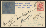 AUSTRALIA: Aerophilately & Flight Covers: "The Last Flight of the Southern Cross": 18 July 1935 (AAMC.514, 515, 516e&f) collection comprising low-numbered covers #3 and #14 each bearing an imperforate or a perforated special vignette, both covers signed - 2