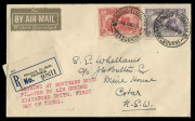 AUSTRALIA: Aerophilately & Flight Covers: 19 Mar.1931 (AAMC.180) Melbourne-Sydney registered FDC carried aboard the "Southern Moon" piloted by Charles Kingsford Smith, with 2d and 6d Kingsford Smith issues tied by '19MR31 datestamps, earliest recorded us