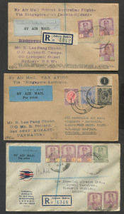 AUSTRALIA: Aerophilately & Flight Covers: 4 Apr.1931 (AAMC.187zf) Straits Settlements - Australia registered flight cover piloted by Kingsford Smith & G.U. Allan, endorsed 'First All Australian Air Mail Service Singapore - Australia', SINGAPORE & SYDNEY 