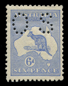 AUSTRALIA: Kangaroos - Third Watermark: 6d Ultramarine (Die 2), perforated Small OS, MUH. BW: $425.