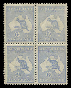 AUSTRALIA: Kangaroos - Third Watermark: 6d Dull Blue (Die 2), blk.(4); lovely centering, some gum disturbance and a natural gum bend. MUH/MLH.