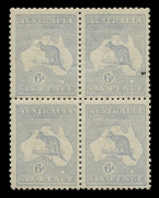 AUSTRALIA: Kangaroos - Third Watermark: 6d Pale Ultramarine (Die 2B) very well centred blk.(4); 3 units MUH; top right unit MVLH and with small ink mark at right.