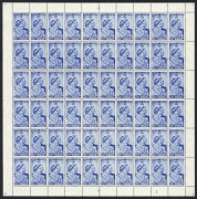 Falkland Islands: DEPENDENCIES: 1948 (SG.G19-20) Silver Wedding 2½d complete sheet of 60 & 1/- two complete sheets of 60; superb fresh MUH. (3 sheets)