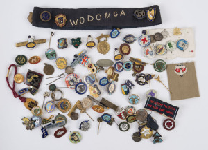 Medallions & Badges: 1940-80s era Pin Badges accumulation, predominantly Australian, mostly enamelled, many sports/recreation related for Victorian regional clubs, badge makers including Stokes (Melbourne) and Luke (Melbourne), Swann & Hudson (Frankston), Amor (Sydney) and Millers (Sydney); also a few tin badges including AIF Demobilisation, Salvation Army & Empire Day etc. (approx 80 items)