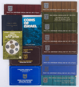 Coins - World: Israel: COIN SETS: comprising 1973 (2), 1974, 1975, 1976, 1977, 1978, 1979 (2), 1980 (2) & 1982, plus 1981 & 1982 piedfort sets; Unc. (14)