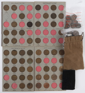 Coins - Australia: Small collection in variable condition with silver 1937 crowns (2), florins (5) & threepences (11), 1912-64 patchy collection of pennies, many cleaned, plus unsorted half-pennies and pennies in coin bags; also 1935 Wagga Wagga Silver Jubilee medal (3, all pierced), 1938 Governor Arthur Phillip 150th Anniversary Medals, few British coins etc. (150+)