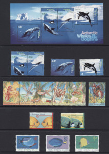 AUSTRALIA: General & Miscellaneous: AUSTRALIAN TERRITORIES: 1994-2006 annual stamp collections for the three external territories of Australian Antarctic Territory, Christmas Island and Cocos (Keeling) Islands, complete as issued with MUH sets, M/Ss and sheetlets, housed in ringbinder. (few 100s)