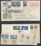 GERMANY: EAST GERMANY: 1950s-60s issues on cover, on piece, or used off-piece including multiples, many items with commemorative or FDI cancels including 1950 Academy set on piece, 1951 Spring Fair set on piece, 1952 Peace Conference blocks of 10 used, 1 - 2
