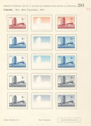 REST OF THE WORLD - Thematics: Religion - Proofs : Colombia 1955 (re. Scott. 638 & C273) 5c Hotel Tequendama & Church of San Diego & the 15c Airmail Courvoisiers' extensive colour trials and separations for the 5c stamp, plus a series for consideration - 3