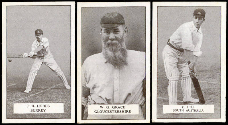 1926 Gallaher "Famous Cricketers", complete set, noted W.G.Grace, J.B.Hobbs, Clem Hill & Victor Richardson. G/VG.