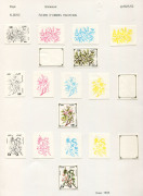 REST OF THE WORLD - Thematics: Trees - Proofs: Algeria 1993 Flowering Trees complete set of imperforate colour separations for the three denominations affixed to a single page from the printer's records. Ex Courvoisier Archives. (18 proofs) - 2