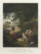 GEORGE MORLAND (After), Shepherds Reposing. hand-coloured engraving by W. Bond after G. Moreland, signed lower right, titled lower centre, published By H. Macklin, Fleet Street, 1803. 46.5 x 36cm.