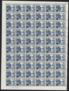 NORFOLK ISLAND: 1958-64 (SG.22 & 51-54) complete panes of 60 comprising 1958 Surcharges 7d on 7½d & 8d on 8½d and 1964 Views 5d to 10d set, all pristine fresh MUH. (6 sheets)