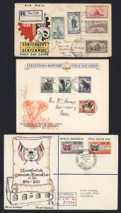 REST OF THE WORLD - General & Miscellaneous Lots: World melange, mostly 1950s-90s era with South Africa 1950s-60s philatelic & commercial covers incl.1954 Wildlife Definitives ½d to 10/-, plus heaps of 1980s-2000s FDCs, New Zealand FDCs, fauna thematics, Australia with 'Church Stores' (Sydney) religious cinderellas, few mint stamps or stamp packs and some 1950-60s FDCs, etc. Inspection recommended.