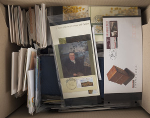 AUSTRALIA: Decimal Issues: FIRST DAY COVERS: 1970-2000 selection in three volumes and loose, values to $20 Paintings (FDC & FDI Maximum Card), also Framas, 1991 Across Town Perth/Postage Paid Label, PSEs (some unused), maximum cards, few AAT items. (100s)