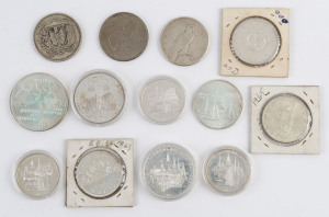 Coins - World: Silver: SILVER COINS: with CANADA 1963, 1964 & 1965 $1 (all VF/EF) and 1976 Montreal Olympics $5 & $10, DOMINICAN REPUBLIC 1939 1 Peso, USA 1922 $1 Liberty & 1971 $1 Eisenhower, Russia 1980 Olympics 10r (2) & 5r (3); some tarnishing to Oly