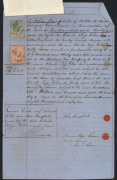 QUEENSLAND: Revenues: STAMP DUTY: 1865-91 Brisbane Gas Company share transfer certificates (10) mostly with Stamp Duty issues attached including 1865 (2) with Large Format 10/- & 5/- yellow or Large Format 10/- & 2/6d, 1872 with Large Format 2/6d (2), 18 - 2