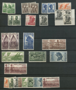 REST OF THE WORLD - General & Miscellaneous Lots: Mostly mint PNG in stockbook with PAPUA 1931 Lakatois optd 'OS' ½d to 2/6d set (most values are MUH, Cat £130+); NEW GUINEA 1931 Huts Airs to 2/-; PNG with MUH 1964 Birds sets (3), other pre-decimal & decimal sets in blocks of 4; TASMANIA used imperfs (5) incl. cut-to-shape 4d Courier & Star Wmk 4d Chalon; AUSTRALIA 1978-82 Birds to $1 in blocks of 4 or 6 MUH, etc; mostly fine. (100s)