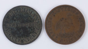 Coins & Banknotes: Trade Tokens TOKENS: Australian Colonial predominantly 1d token selection, mostly from QUEENSLAND: with Brookes (ironmongers, Brisbane), TH Jones (ironmongers, Ipswich) Larcombe & Co (drapers, Brisbane), Merry & Bush (merchants, Qld), - 4