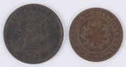 Coins & Banknotes: Trade Tokens TOKENS: Australian Colonial predominantly 1d token selection, mostly from QUEENSLAND: with Brookes (ironmongers, Brisbane), TH Jones (ironmongers, Ipswich) Larcombe & Co (drapers, Brisbane), Merry & Bush (merchants, Qld), - 9