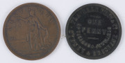Coins & Banknotes: Trade Tokens TOKENS: Australian Colonial predominantly 1d token selection, mostly from QUEENSLAND: with Brookes (ironmongers, Brisbane), TH Jones (ironmongers, Ipswich) Larcombe & Co (drapers, Brisbane), Merry & Bush (merchants, Qld), - 14