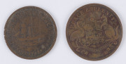 Coins & Banknotes: Trade Tokens TOKENS: Australian Colonial predominantly 1d token selection, mostly from QUEENSLAND: with Brookes (ironmongers, Brisbane), TH Jones (ironmongers, Ipswich) Larcombe & Co (drapers, Brisbane), Merry & Bush (merchants, Qld), - 19