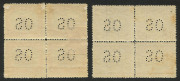 PAPUA: 1910-30 blocks of 4 comprising 1910-11 1d black & carmine (tone patch at left) & 6d black & myrtle-green marginal block (perf separations) 1930 perf 'OS' 1d, 1½d, 3d & 1/-, with gum tone on the two higher values. Scarce multiples, Cat. £1280+. (6 - 7