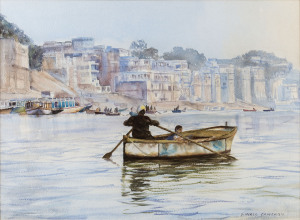 DONALD CAMERON (1927-), Boats On The Ganges, watercolour, signed lower right "Donald Cameron", 43 x 60cm