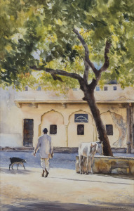 DONALD CAMERON (1927-), Near The City Palace, Jaipur, watercolour, signed lower right "Donald Cameron", title verso, 50 x 32cm