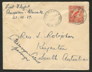NEW GUINEA - Aerophilately & Flight Covers: 21 Oct.1937 (Eustis P119) Angoram - Wewak flown cover, carried on the return flight by Kevin Parer for Wewak Air Transport in his DH83 Fox Moth. Besides the very small mail he carried, Parer also carried supplies to gold prospectors and the Mission Station in the West Sepik District, near the Dutch New Guinea border.�