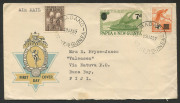 PAPUA NEW GUINEA: FDC: 29 Jan.1957: 4d & 7d Surcharges on Australian Post Office "Hermes" cover from MADANG to FIJI.