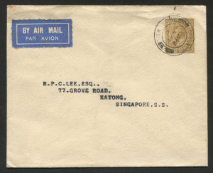 AUSTRALIA: Aerophilately & Flight Covers: 25 Apr.1931(AAMC.192b) England - Singapore cover, flown by Imperial Airways beyond Delhi and then transferred to Kingsford Smith in the "Southern Cross" at Akyab on May 6; arriving in Singapore on May 8. With bac