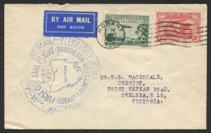 AUSTRALIA: Aerophilately & Flight Covers: 1 May 1931 (AAMC.197) Hobart - Melbourne flown cover, carried by ANA Ltd with large blue cachet on their inaugural air mail service; addressed to Chelsea.