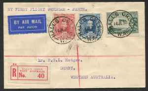 AUSTRALIA: Aerophilately & Flight Covers: 14-20 July 1930 (AAMC.165a) Hall's Creek - Derby, registered cover flown by Western Australia Airways on the extension to Wyndham, of their Perth - Derby route. The pilot was Norman Brearley. Cat.$100+.