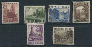 NORFOLK ISLAND: 1953 (SG.13-18) 3�d - 5/- Pictorials set, (6) fresh MUH. Retail $80