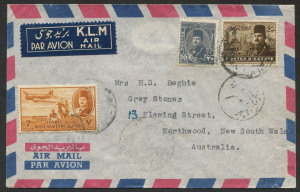 MIDDLE EAST: EGYPT: 1951 airmail cover, rated 67m from Egypt to SYDNEY.