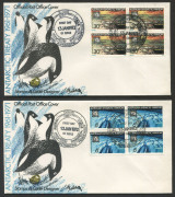 ANTARCTICA: A.A.T.: 1971 Antarctic Treaty 6c & 30c blks.4 on official P.O. FDC's cancelled at DAVIS BASE, 13 Jan.1972. Fresh & unaddressed.