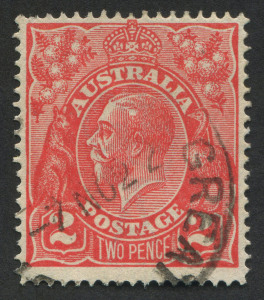KGV Heads - Single Watermark: 1922-24 Single Wmk 2d Red KGV (SG.63) variety "White flaw on top of King's head" [12AL35], fine used, BW:96(12A)e - Cat $35.