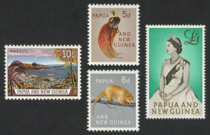 PAPUA NEW GUINEA: 1963 (SG.42-45) 5d Bird, 6d Phalanger, 10/- Rabaul & �1 Queen, (4) MUH.