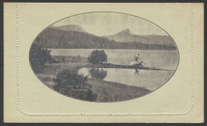 Australia: Postal Stationery: Letter Cards: 1911-12 (BW:LC10/67A) 1d KGV Full-Face Design P10 on Grey Surfaced Card (0.19mm thick), September 1912 Printing in sepia, "Lake St. Clair, Tasmania" illustration, fine unused, Cat $175.