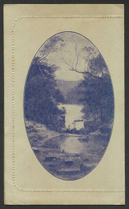 Australia: Postal Stationery: Letter Cards: 1911-12 (BW:LC10/92A) 1d KGV Full-Face Design P10 on Grey Surfaced Card (0.19mm thick), September 1912 Printing in bright violet, "National Park, N.S. Wales" illustration, mild aging, unused, Cat $175.