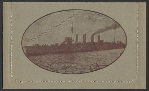 Australia: Postal Stationery: Letter Cards: 1914-18 Military Views (BW:LC25/M3B) 1d KGV Sideface Design P12½, bicolour printing in sepia & red-brown, on Grey to Greenish-Grey Card, pink interior, "H.M.A.S. Melbourne" illustration, minor aging, fine overa